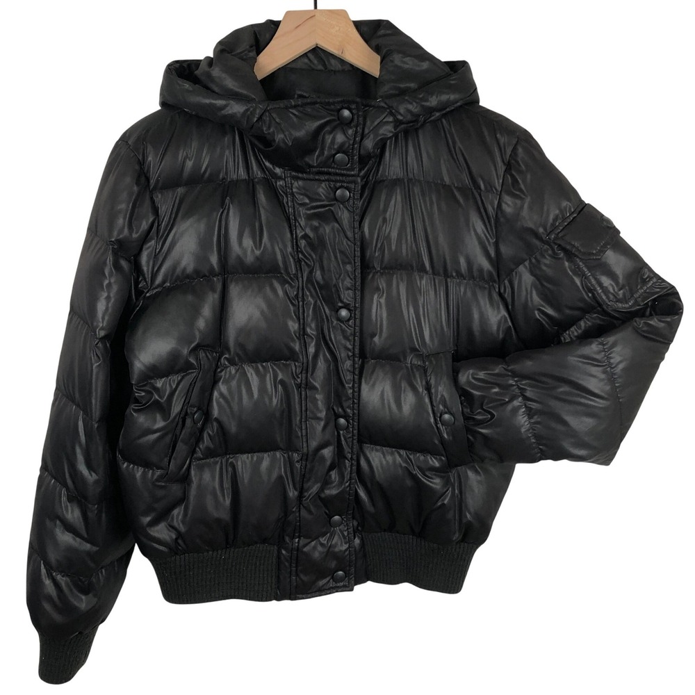 GIACCA Hooded Puffer Jacket Down & Feather Bomber Coat Women's M Black RN 36232